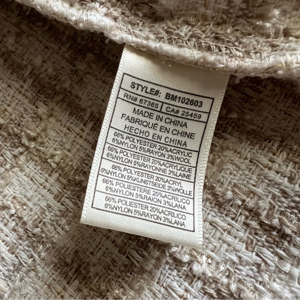 BB DAKOTA STEVE MADDEN Tweed Nevermind Boucle Snap Shirt Jacket Cream Tan Med - Picture 12 of 15